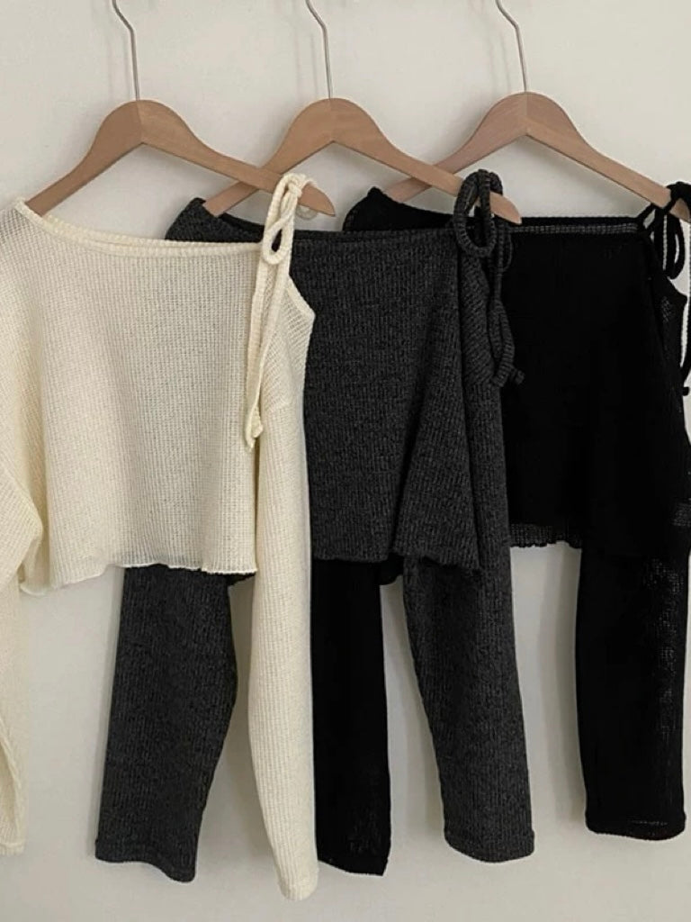 [預訂] \簡單隨性/單邊綁帶露肩Top