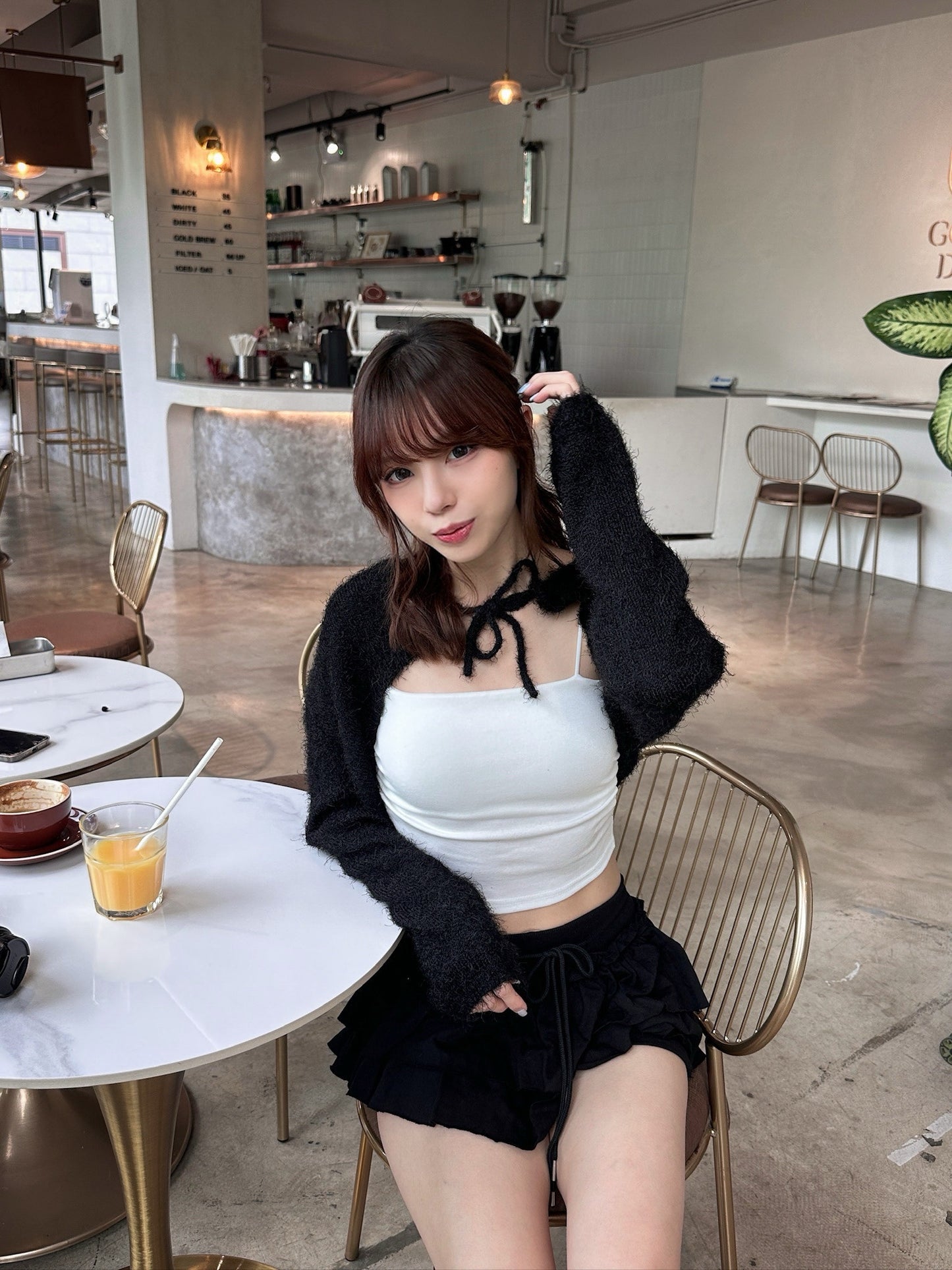 [預訂] \可愛綁結毛毛外套/ Mohair Knit Tie Outer