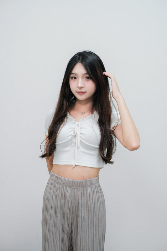 [預訂] \2 Ways/ 橡筋荷葉邊束胸Top