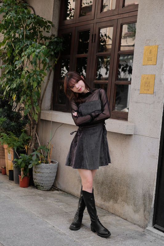 [現貨] \N.Other22獨家造貨/ 約會Pick♡ 微絨面綁結連身裙