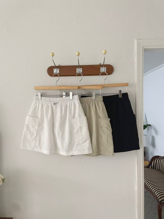 [現貨] 雙口袋束繩索索裙