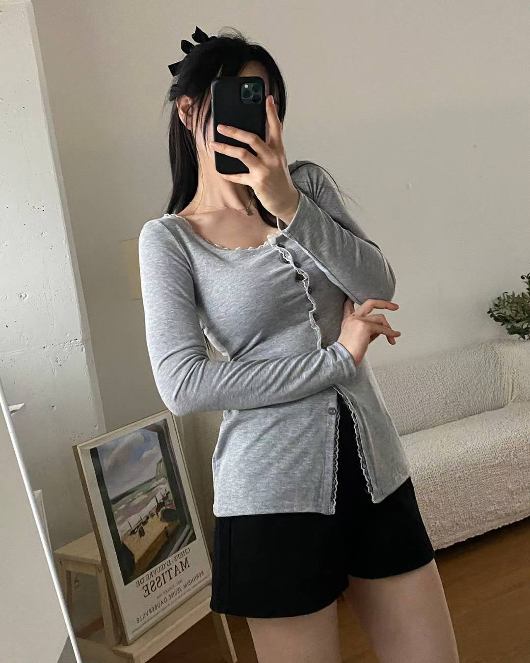 [預訂] \店主自留/ 可愛圓領Lace排扣Top