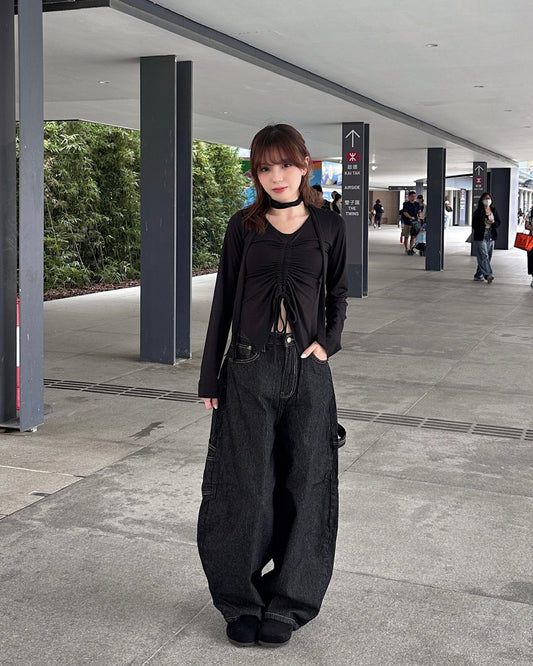 [現貨] \束繩露腰設計/ Drawstring Waist Top w/ Neck Strap