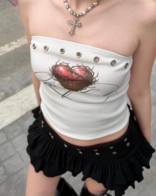 [預訂] \限時泰國代購/ NEW DARK ROMANCE EYELET STRAPLESS TOP