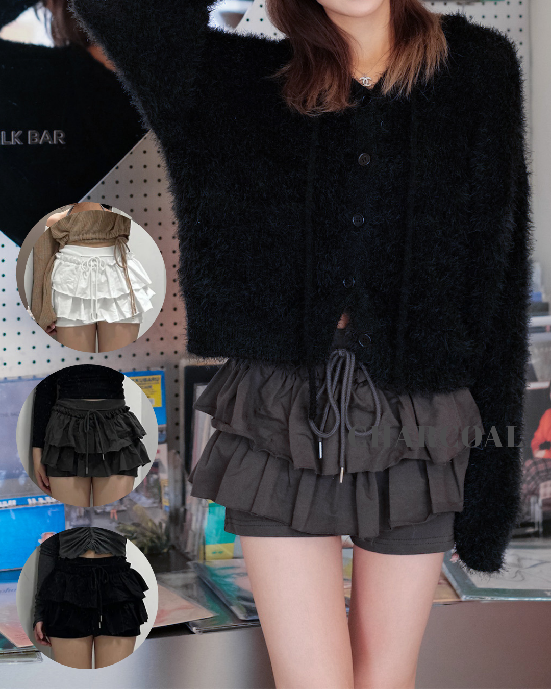 [現貨] \細腰圍限定/ 綁結雙層蛋糕裙褲