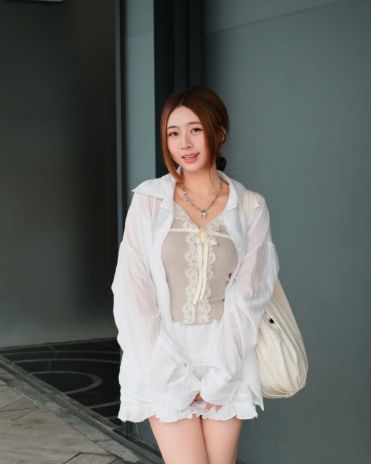 \溫柔奶油色系🧁/ Cream Lace Tie Cami Top