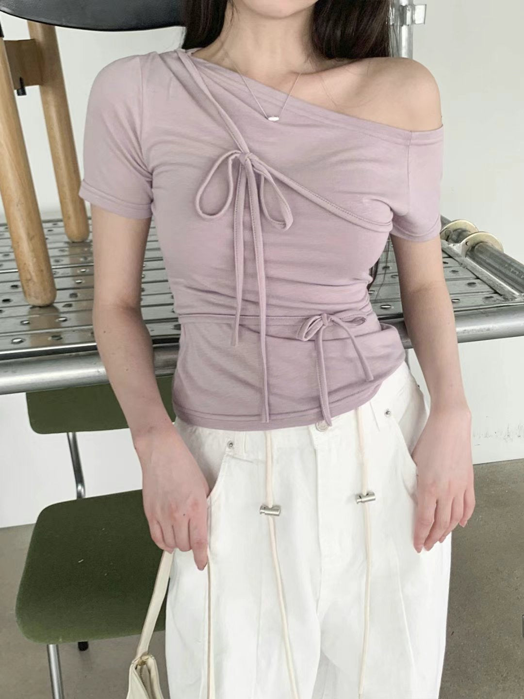 [現貨] \任意綁結/ Double Tie Knot Top