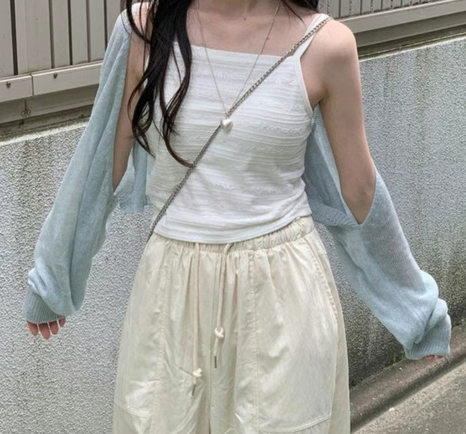 \超美心型+橫間刺繡/ 入膊平口背心