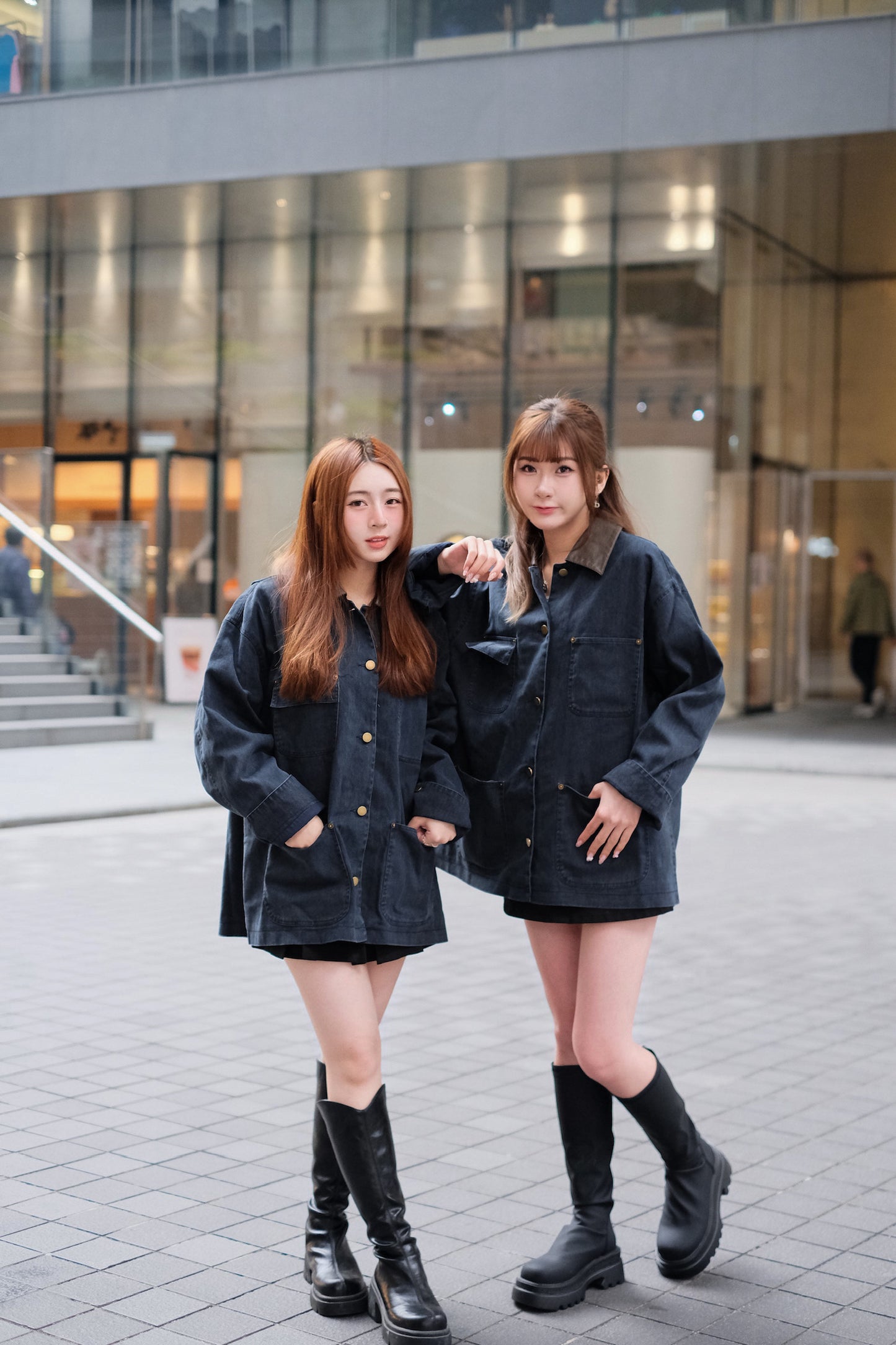 [現貨] \Premium Series/ 皮革領口牛仔拼布外套