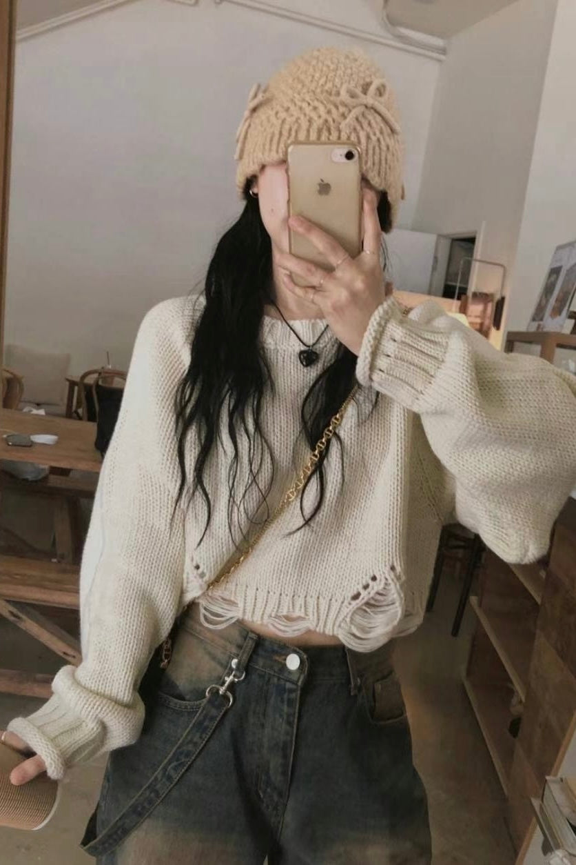 Crimping Edge Knitted Sweater - 3 Colors