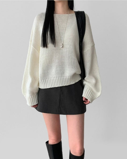 [預訂] 慵懶落肩針織Top