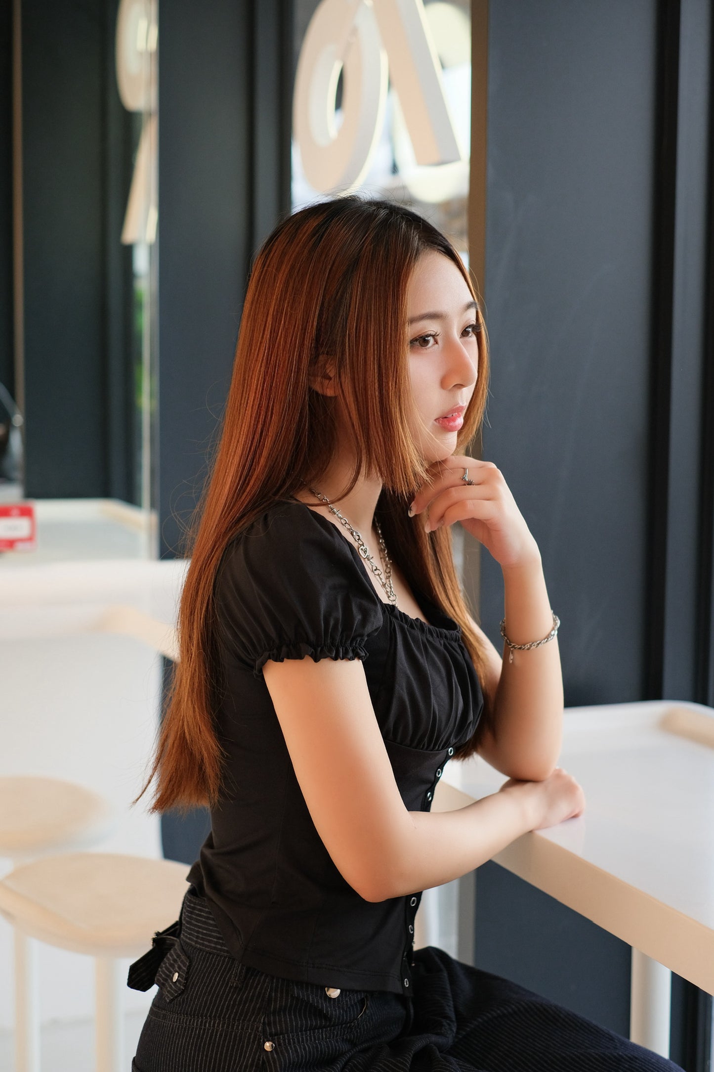 [預訂] \Daily Cool Girl/ 滑滑高質束皺啪鈕Top