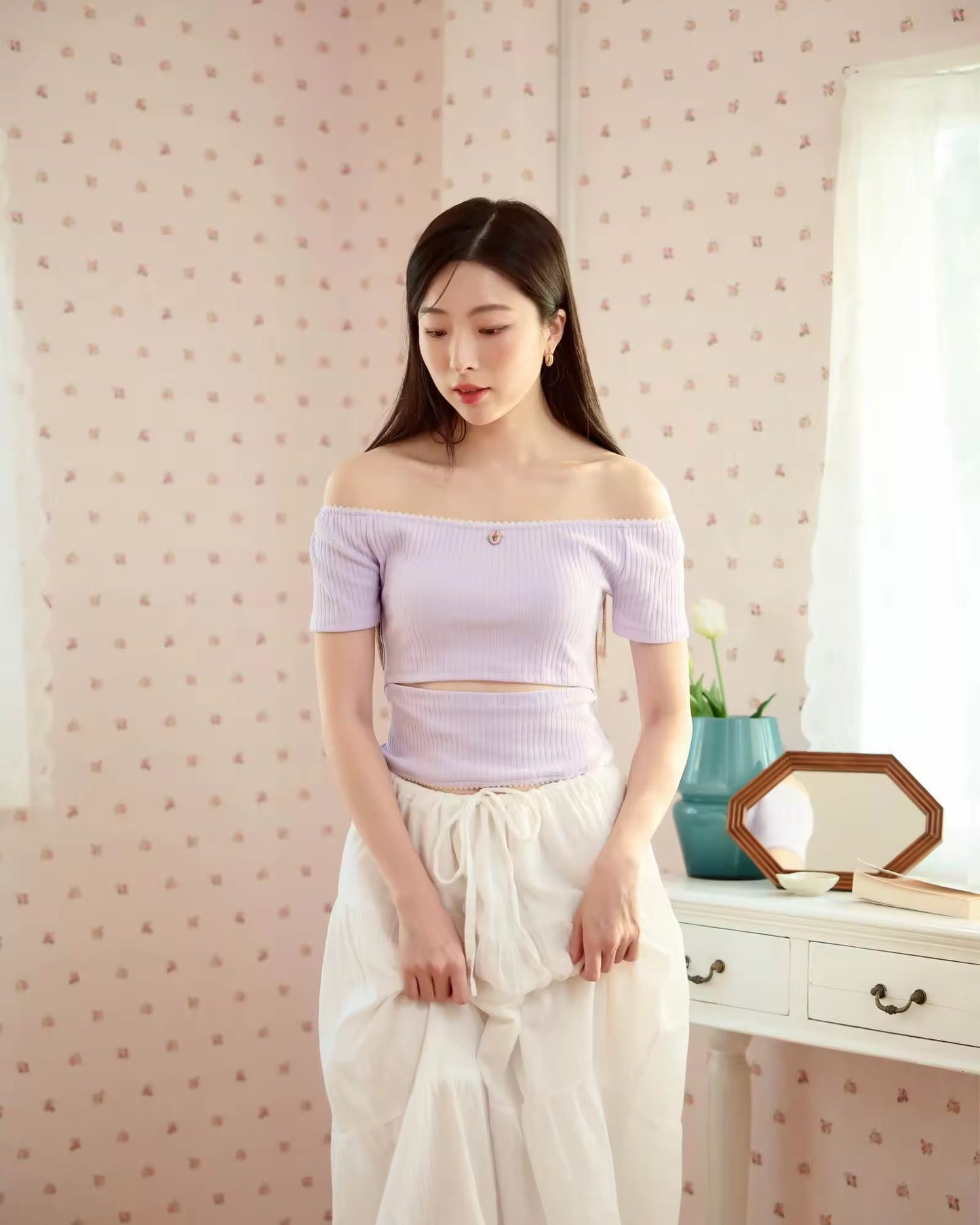 \最後泰國現貨｜泰國品牌Orange Baskets/ Pudding Off-Shoulder Top