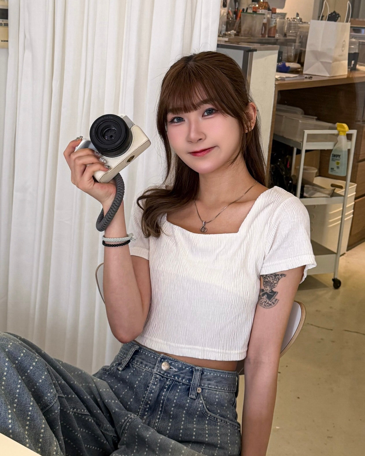 \日常方領微皺感☁️/ Soft Crinkle Square Top