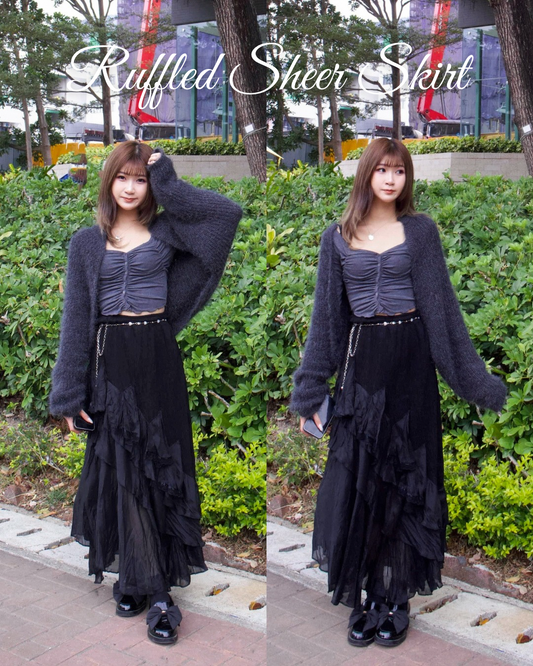[預訂] \Premium Series/ Ruffled Sheer Skirt