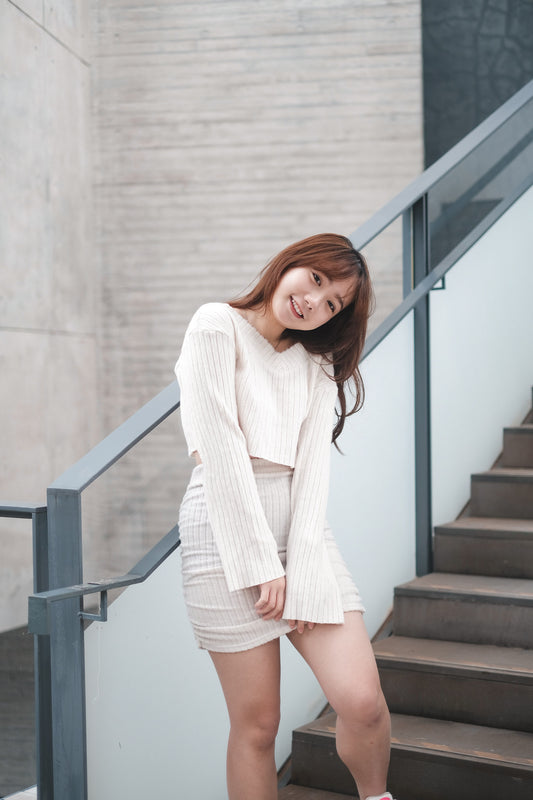 [現貨] 冬日直紋霧絨套裝