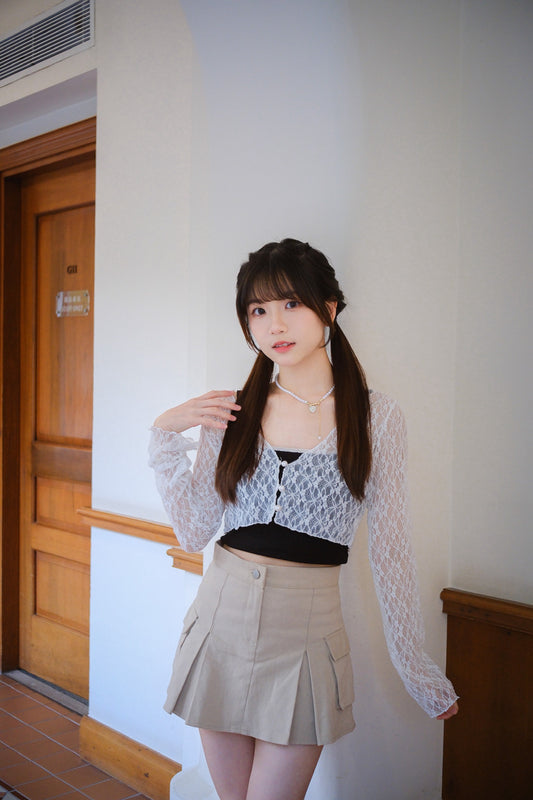 [現貨] \精緻珍珠扣鈕/ Romantic Lace Floral Outer