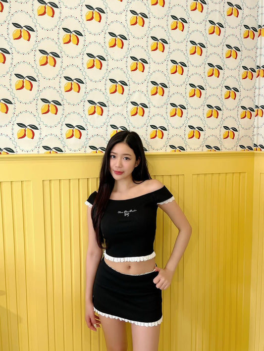 [預訂] \限時泰國代購/ OFF SHOULDER LACE TOP & MINI SKIRT