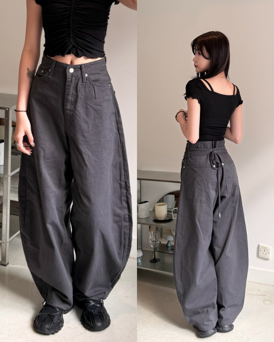 \後腰綁帶可調校腰圍/ Crosstie Baggy Jeans
