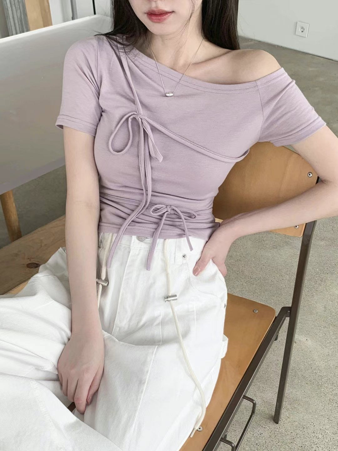 [現貨] \任意綁結/ Double Tie Knot Top