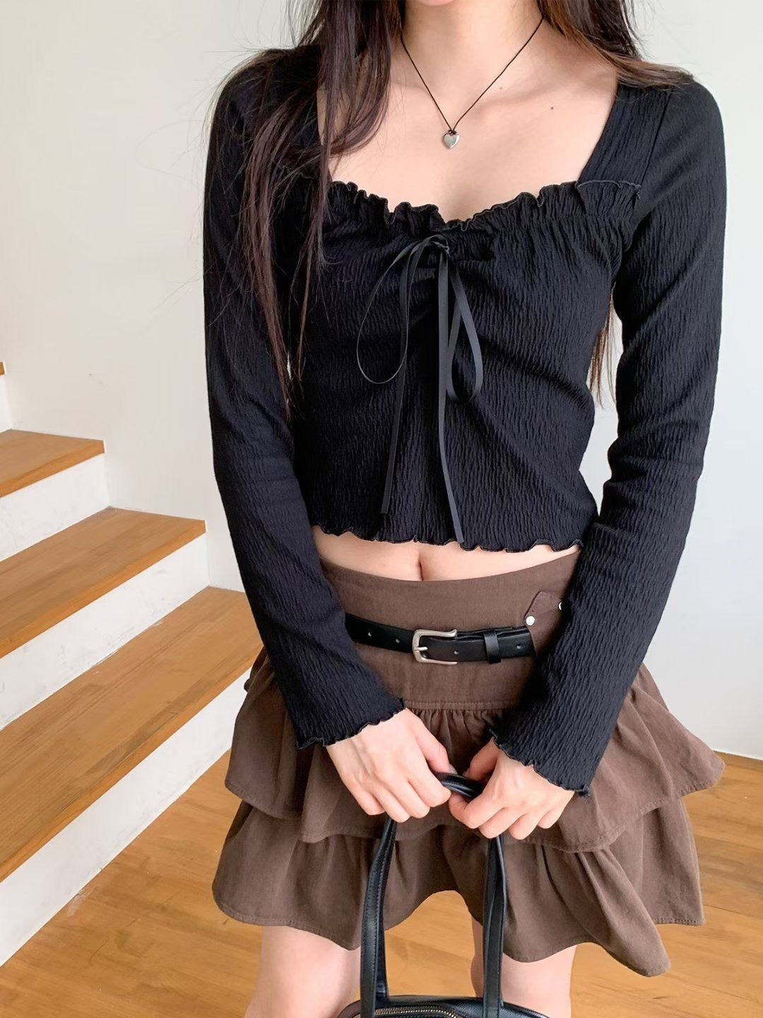 [預訂] \浪漫捲邊樹紋皺皺/ Romantic Ribbon Top