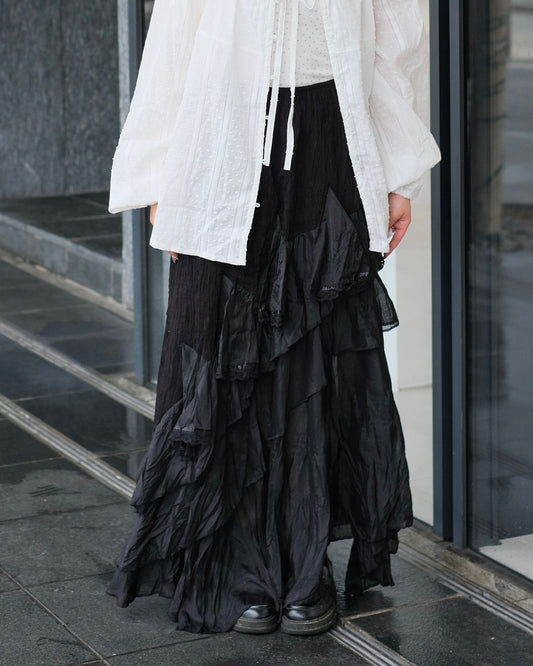 [現貨] \Premium Series/ Ruffled Sheer Skirt