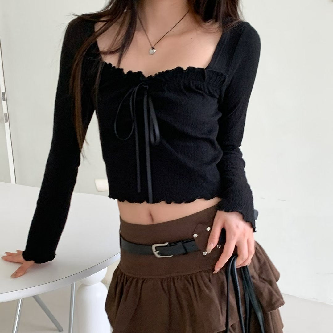 [預訂] \浪漫捲邊樹紋皺皺/ Romantic Ribbon Top
