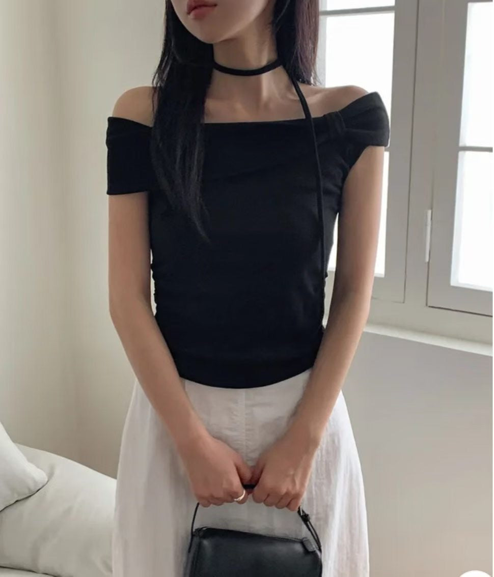\不規則蝴蝶結🎀/ Sculpted Bow Accent Top w/ Neck Strap