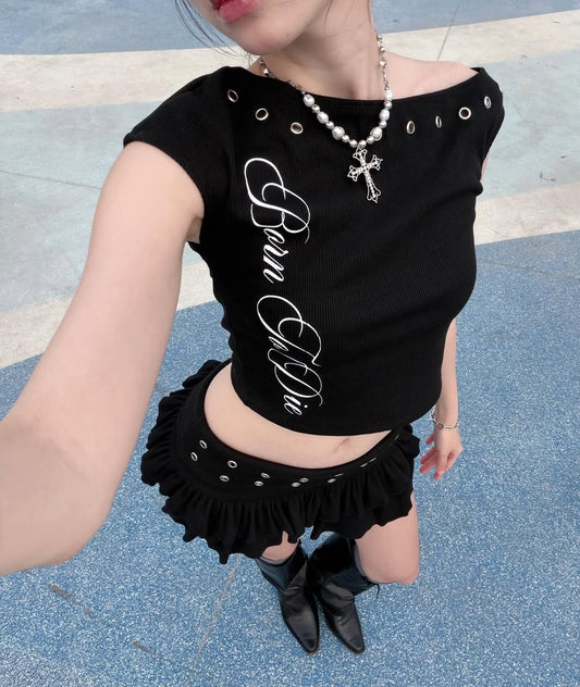 [預訂] \限時泰國代購/ BORN TO DIE EYELET ONE SHOULDER