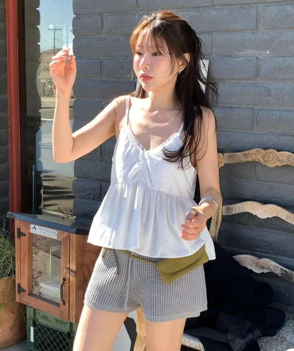 \渡假感/ Lace邊束胸Top