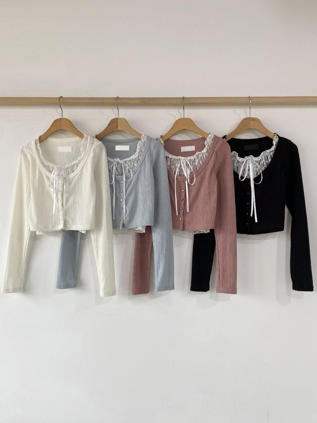 [預訂] \可愛層次感/ Lace內搭+絲帶綁結Set