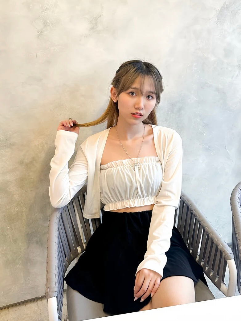 捲邊平口Tube Top+外套Set