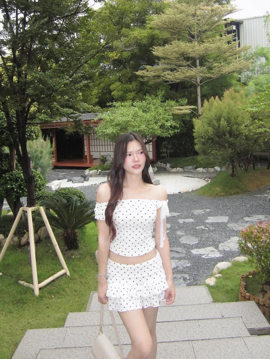 [最後泰國現貨] Polkadot Off-Shoulder Top & Miniskirt