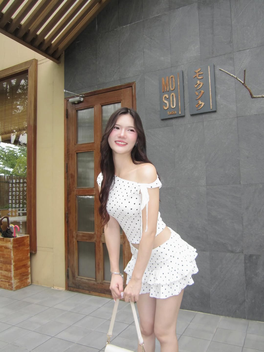 [最後泰國現貨] Polkadot Off-Shoulder Top & Miniskirt