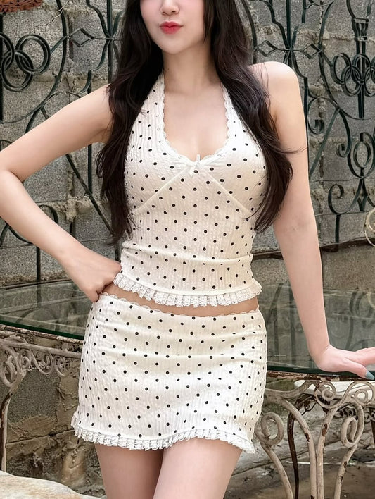 [預訂] \限時泰國代購/ Polkadot Tank Top & Miniskirt