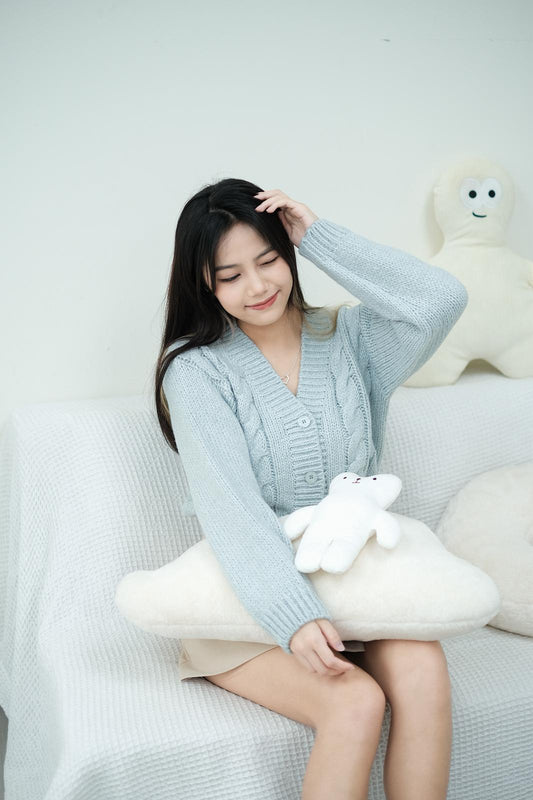 [現貨] \可愛粗麻花針織/ Cropped Knit Cardigan