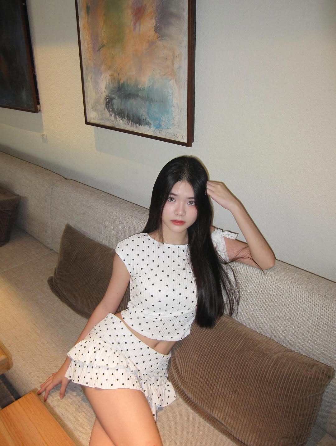[最後泰國現貨] Polkadot Off-Shoulder Top & Miniskirt